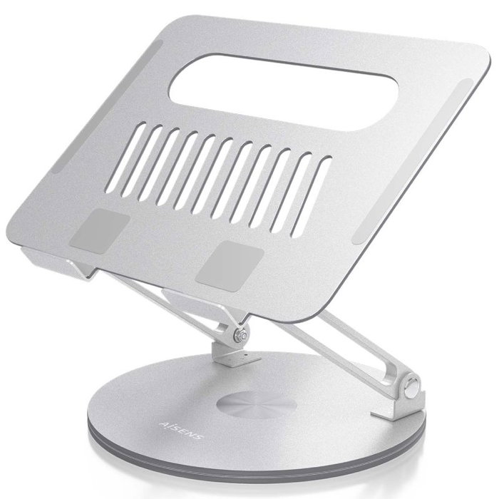 Aisens Soporte de Sobremesa XL Giratorio Ajustable para Portátil/Tablet 10-17 Pulgadas, Plata